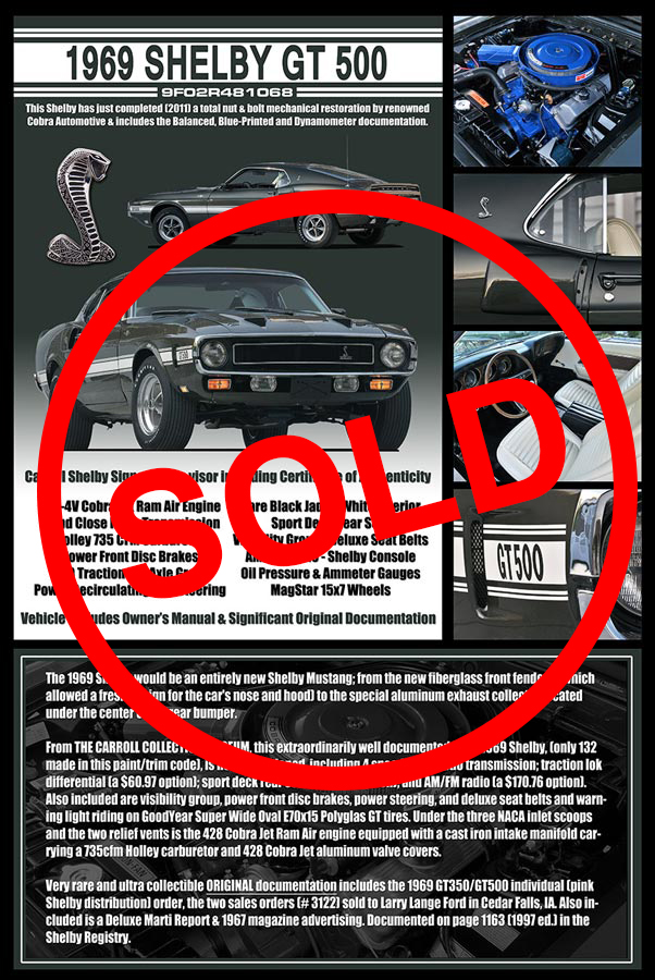 1969 Shelby GT500 Sold 